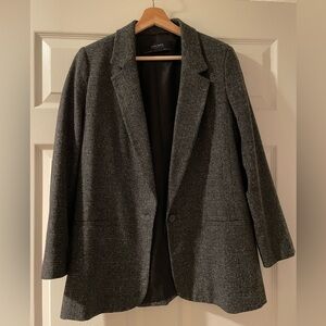 Zara Basic Collection Black and Gray Plaid Oversized Blazer